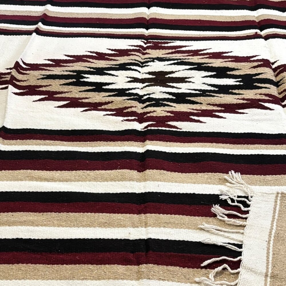 Vintage Geometric Navajo-style Blanket or Rug w/fringe